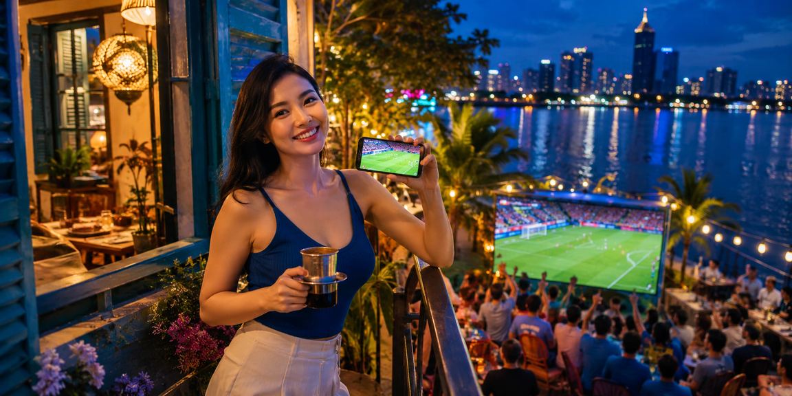 Người dùng tại TP.HCM thư giãn bên ly cà phê và theo dõi cá cược thể thao trực tuyến